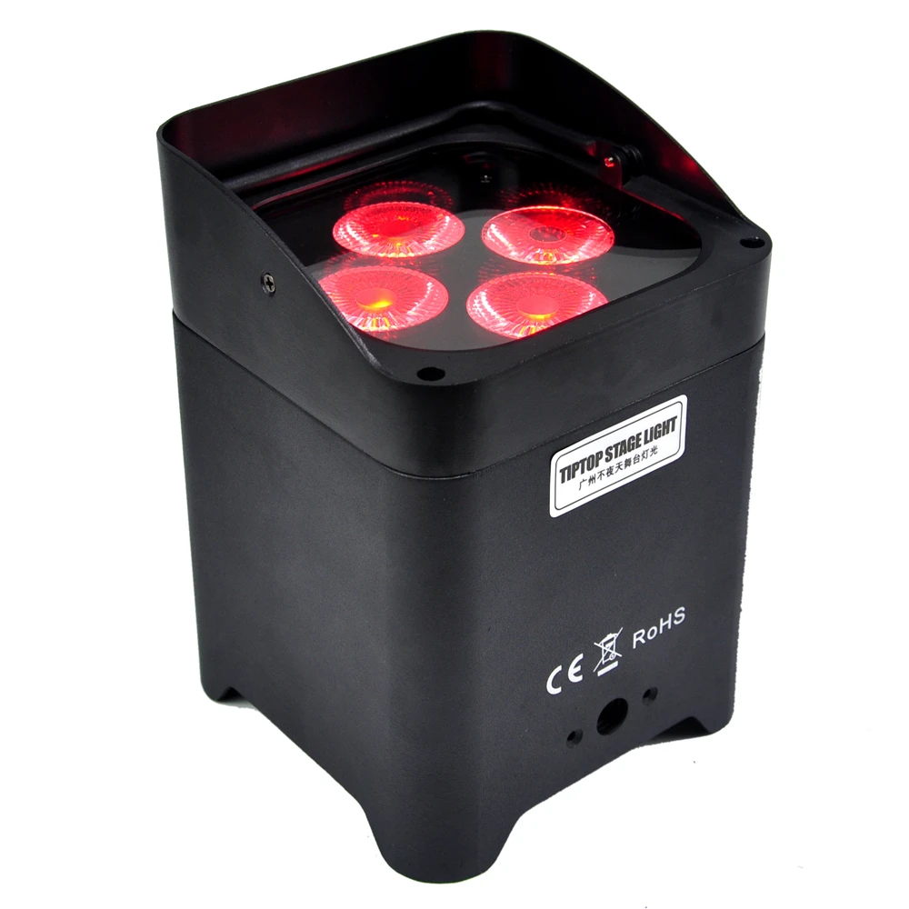 4x18w Wireless Battery Operated LED Par Stage Light RGBWA+UV 6 In 1 Par Light Cans DMX Remote Control Battery Powered