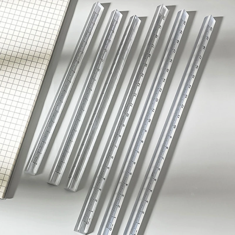 H7jf escala clara régua reta artigos de papelaria medição desenho ferramenta de desenho plástico