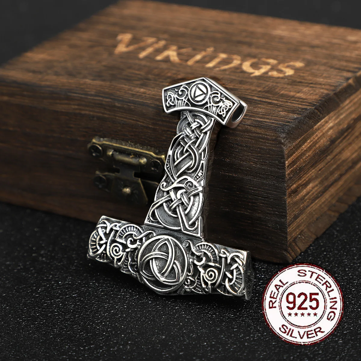 

S925 Norse Viking Pendant Necklace Thor's Hammer Mjolnir Scandinavian odin amulet men jewelry with chain gift