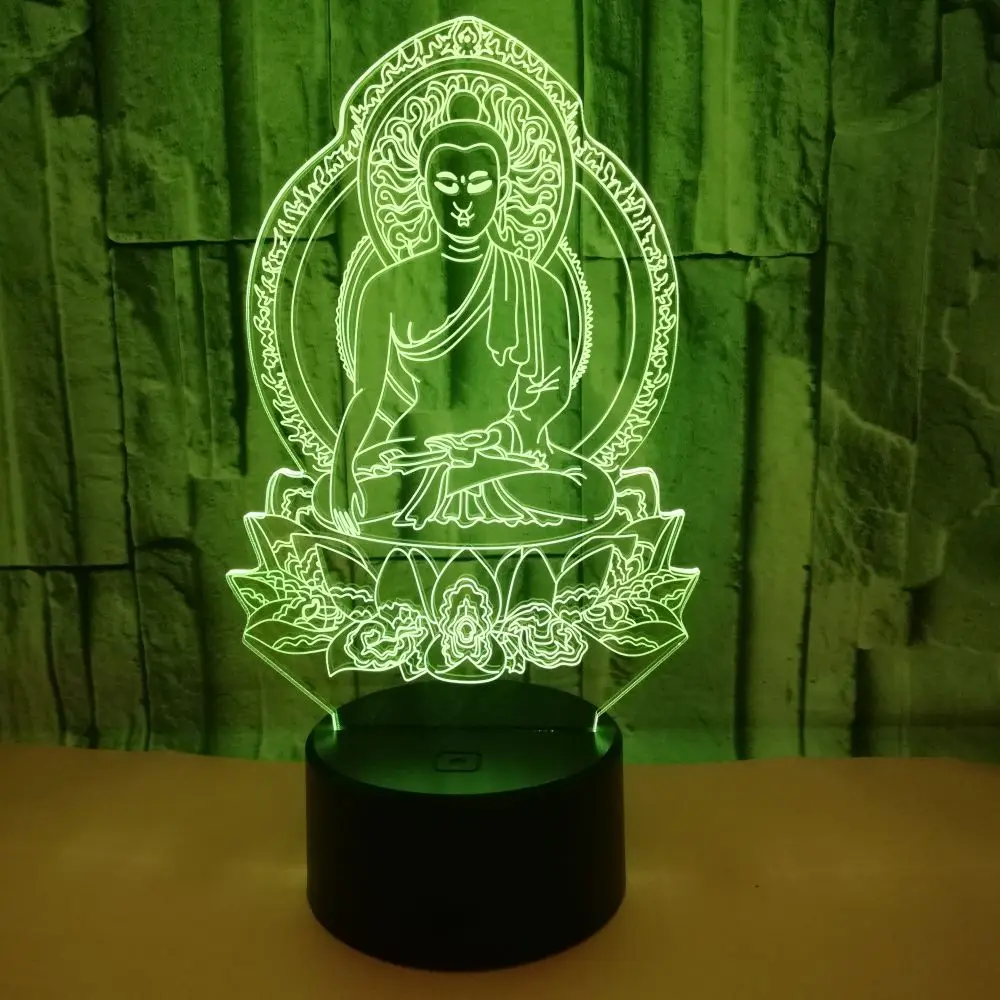 3D Night Light 7 Colorful Usb Buddha Modelling Creative Lamparas Buddhism Table Lamp 3D Led Sleep Lighting For Home Decor Gift