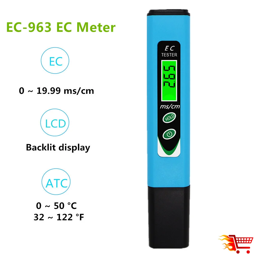 EC Meter Digital Tester di qualità dell\'acqua analisi dell\'acqua portatile elettrica per laboratorio Aquario strumenti idroponici acqua potabile