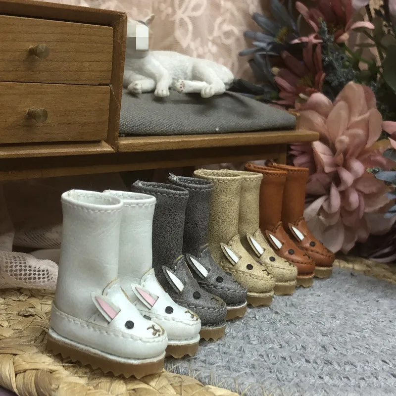 Blythes Doll Shoes fit in 1/6 Size Fashion Animal Rabbit High Top Boots Shoes Rotten Strawberry Khaki Color Brown White etc