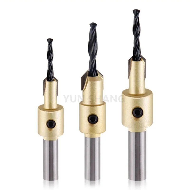 Parafuso de Cabeça Escareada Broca de Salada de Cone Perfuração Abridor de Buraco de Passo Ferramentas de Carpintaria Chumbo Profundo Cnc mm