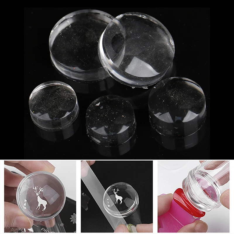 5Pcs Replacement Head Transfer Stamper Silicone Refill Head Jelly French Nail Tool Nail Polish Print Nail Seal Stamp Template