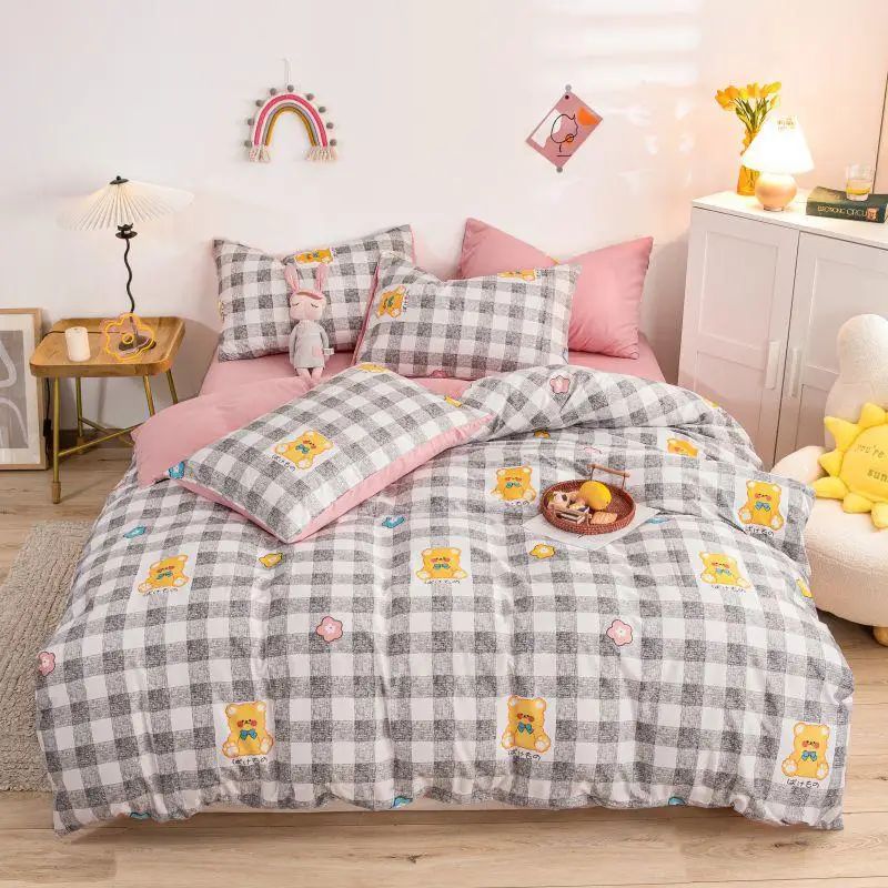 

Cute Bedding Set Luxury Modern Cartoon Animal Print Bed Sheets Adult Kid Geometry Duvet Cover Pillowcase Home Living Boy Girl