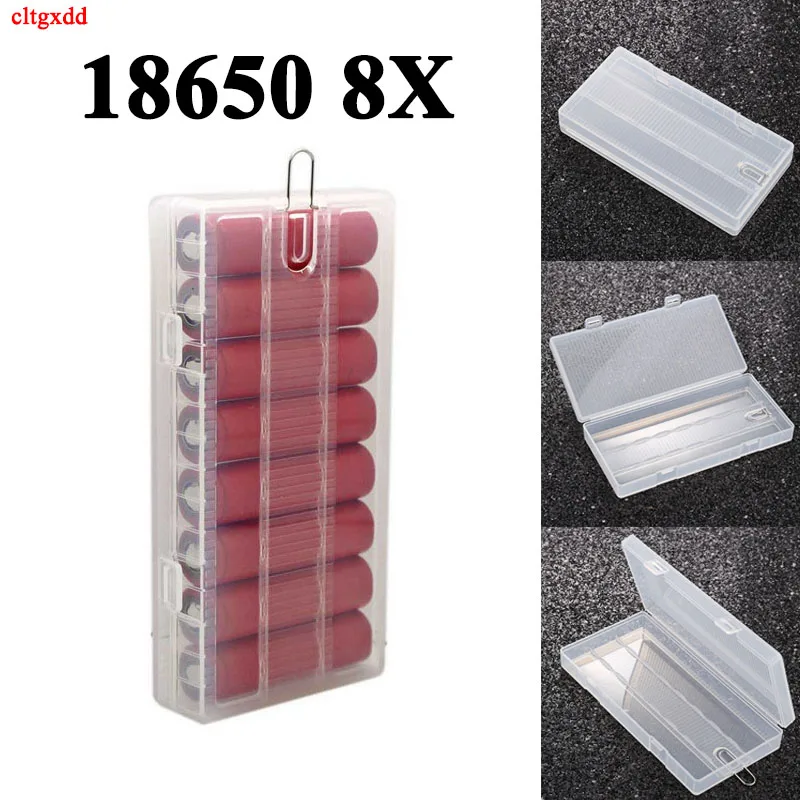 1PC 8X18650 Battery Holder Case 18650 PP Battery Storage Box with Hook Holder Transparent Strong Hard Protection Box