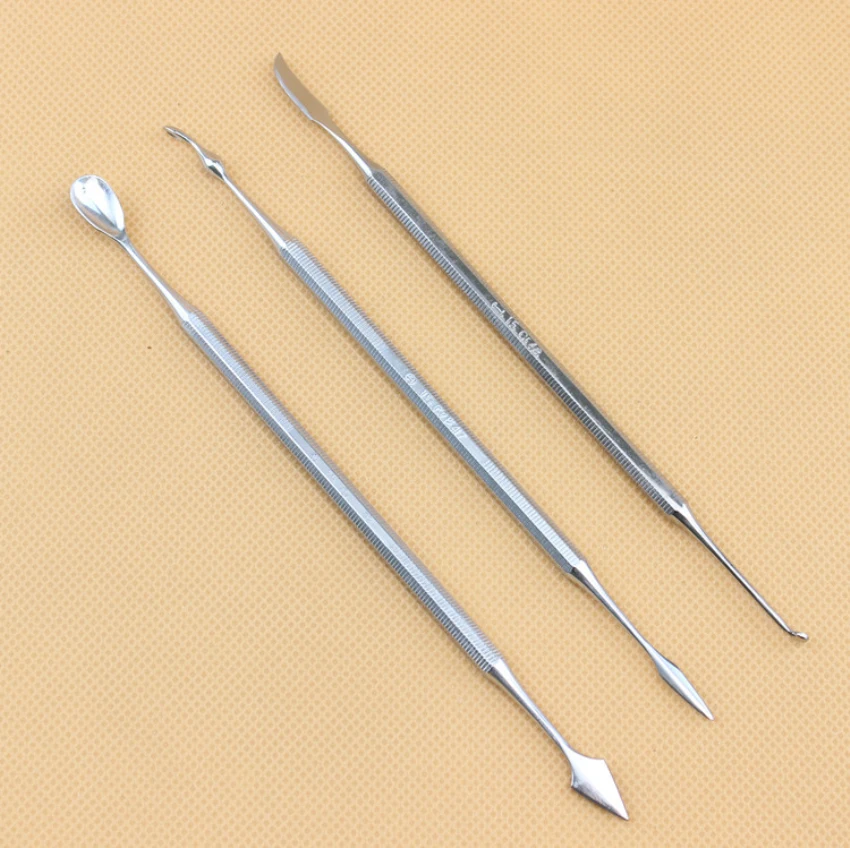 3pcs/set Dental Wax Scoop Sculpting knife Stainless Steel Double-Sided Clay Carving knife Dentist Tools Dental Pick Wax Tool