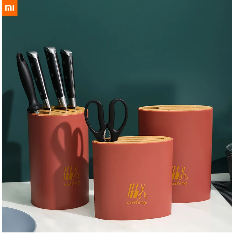 new xiaomi mijia knife holder Bamboo cover knife storage rack household kitchen supplies multi-function rack knife shelf