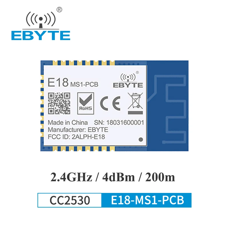 CC2530 Zigbee 2.4GHz bezprzewodowy nadajnik-odbiornik moduł Zigbee 4 dBm EBYTE E18-MS1-PCB dla inteligentnej domowej antena PCB daleki zasięg