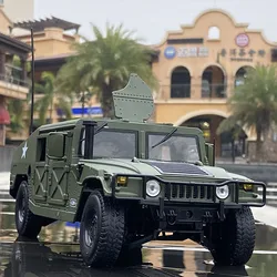 Large Size 1:18 Hummer H1 Military Explosion Proof Car Model Alloy Diecast Simulation Toy Armored Car Metal Tank Model Kids Gift