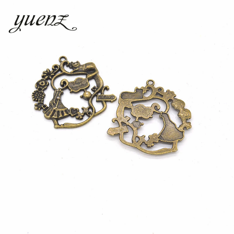 YuenZ 3pcs Antique silver color Alice Garden Charms Pendants DIY Jewelry for Necklace Bracelet Making Accessaries 41*41mm Q103