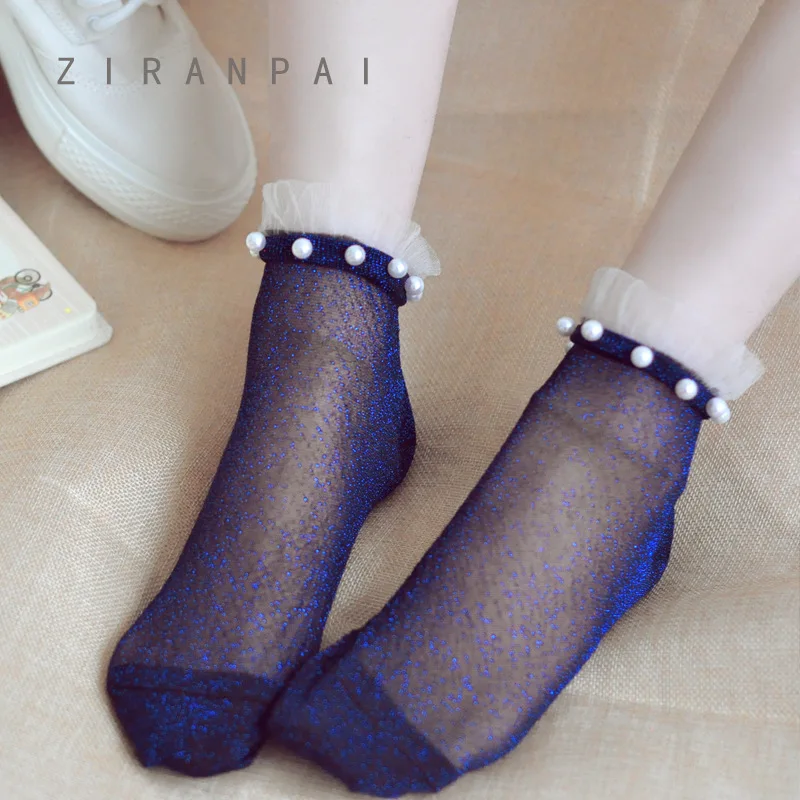 

Sexy Lace Mesh silk Fishnet Socks Fiber Transparent Stretch Elasticity Ankle Net Yarn Thin Women Cool Socks 1pair=2pcs ws410