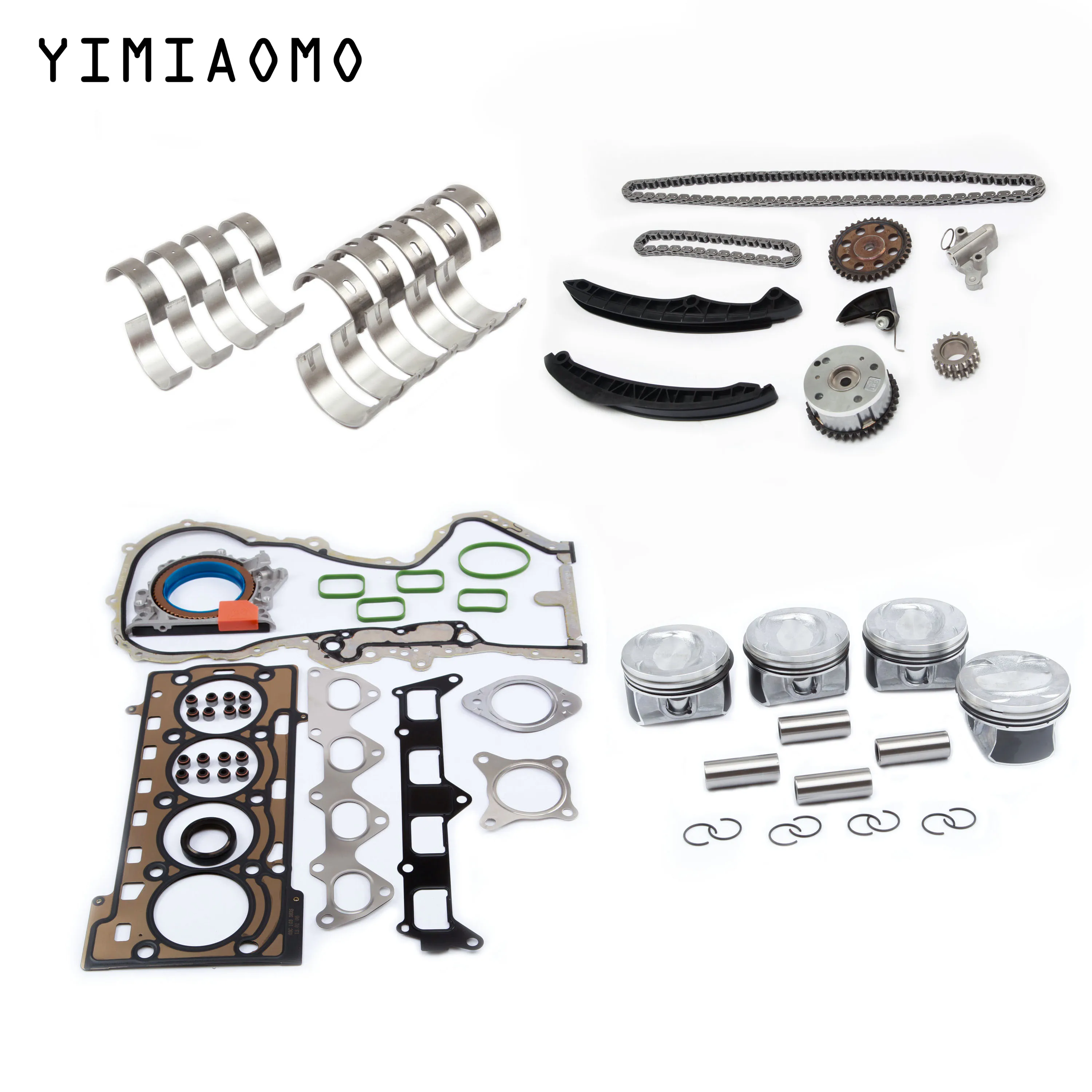 

198 021AA Engine Pistons Gaskets Overhaul Rebuild Kit Seals & Gasket Timing Chain Kit For VW AUDI SEAT SKODA 1.4 TSI EA111