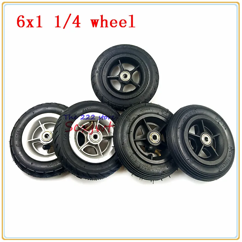 6X1 1/4 Wheels 150mm 6 inch solid / Pneumatic Tire Inner Tube with 4 rims for gas electric scooters e-Bike A-Folding Bike