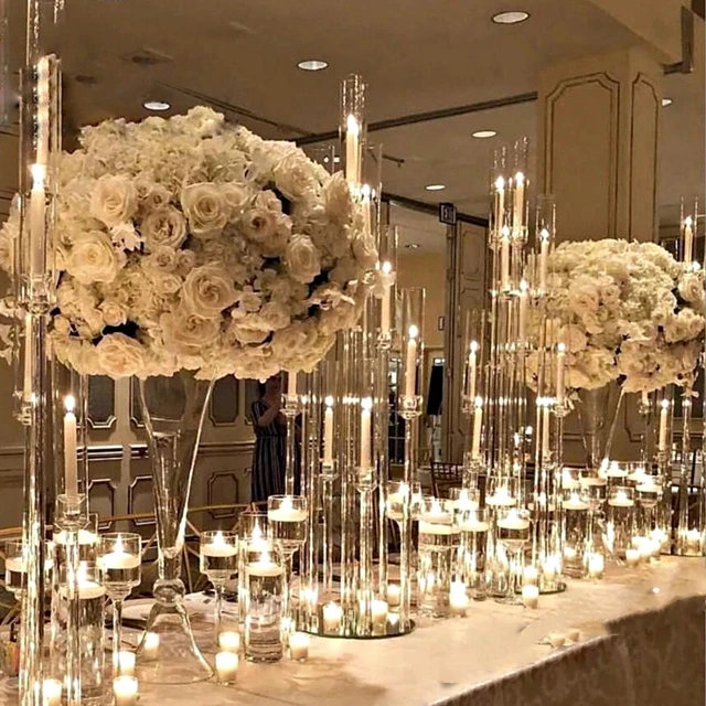

10pcs)Decoration event party crystal centerpiece 8 heads crystal candelabra wedding acrylic candle holder