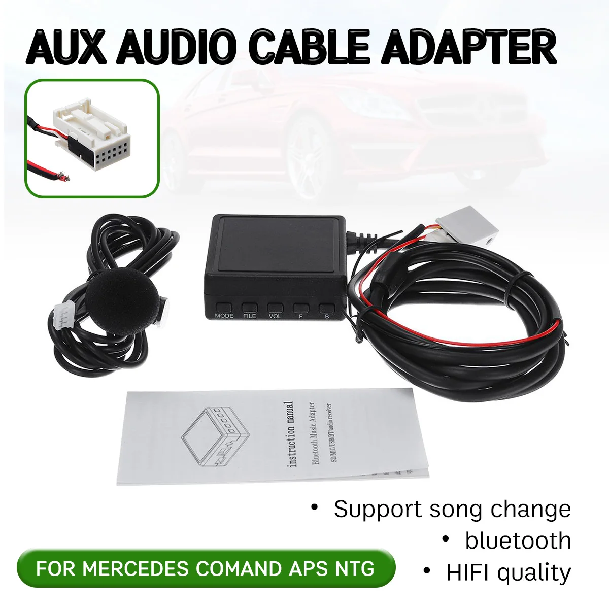 

bluetooth Aux Receiver Cable with USB,microphone Hands-free Aux Adapter for Mercedes for Benz W169 W245 W203 W209 W164