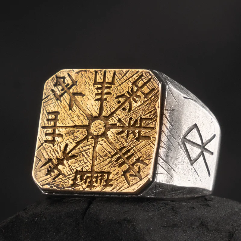 925 Silver Viking Ring Vegvisir  Trendy Male Ring Single Ring Fashion Jewelry