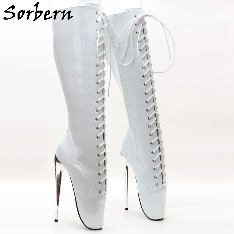 

Sorbern Sexy Ballet Boot Slave Bondage High Heel New Metal Heeled Shoe Fetish Booties Zipper Front Slave Shoes Custom Colors