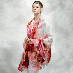 Foulard en soie Pure Hangzhou Long Femme | Foulard Long en soie naturelle, Foulard, Jacquard ajouré, châles enveloppés, 100%