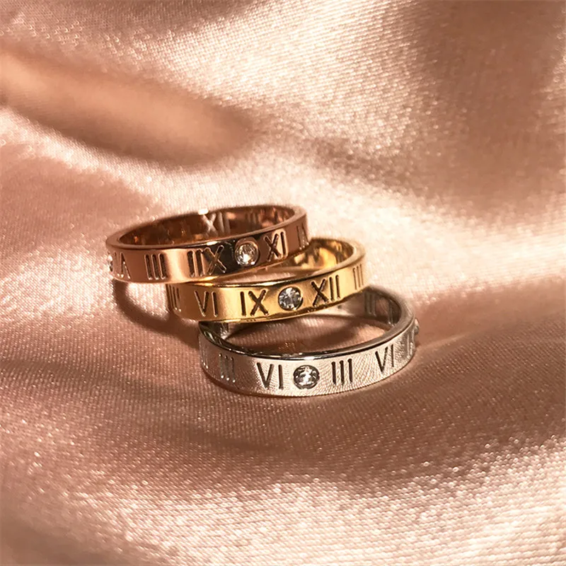 

YUN RUO Trendy Roman Number Couple Ring Rose Gold Color Woman Gift Fashion Titanium Steel Jewelry Not Change Color Drop Shipping