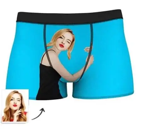 Custom Photo Boxer Underwear for Him Boyfriend Husband Men Funny Face Novelty 3D Printed Personalized Shorts Underpants Briefs