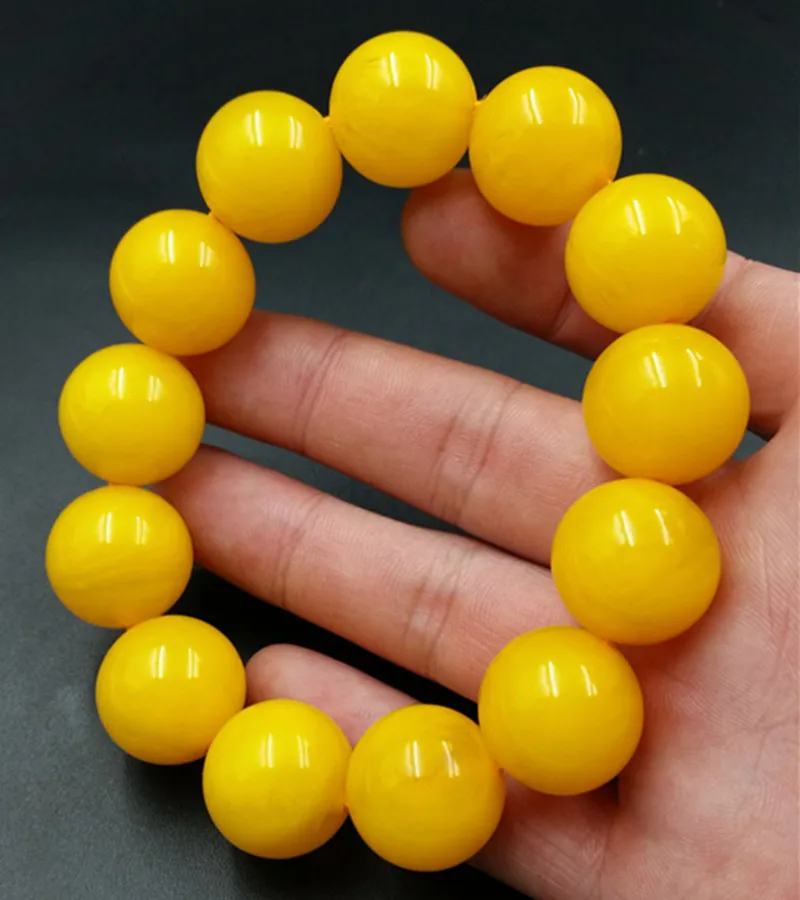 Resin imitation beeswax round bead bracelet bracelet amber beeswax old honey wheel bead bracelet