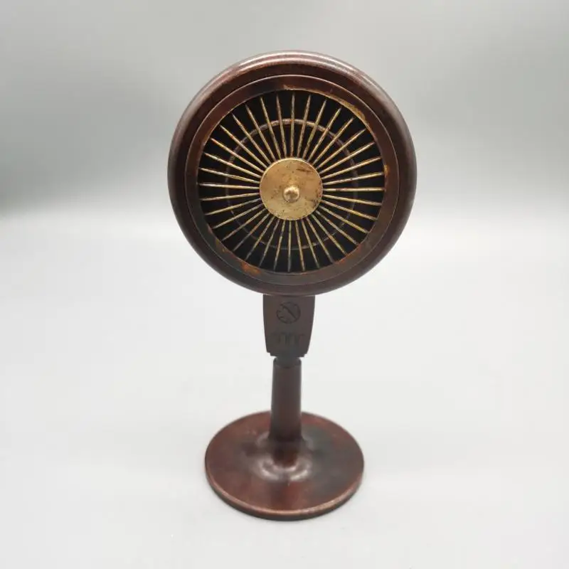 

614.4 G Vintage Copper Old-fashioned Electric Fan Incense Burner Pure Brass Desktop Decorations Ornaments Antique Censer Crafts