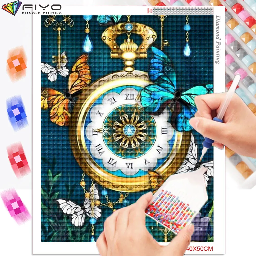 5D fai da te diamante pittura farfalla orologio mosaico trapano pieno quadrato/diamante rotondo ricamo punto croce Set decorazione della parete di