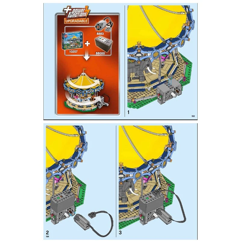 MOC Motor 88000+8883 Suitable for Lego 10303 10257 10261 10247 Ferris wheel roller coaster carousel power modification motor