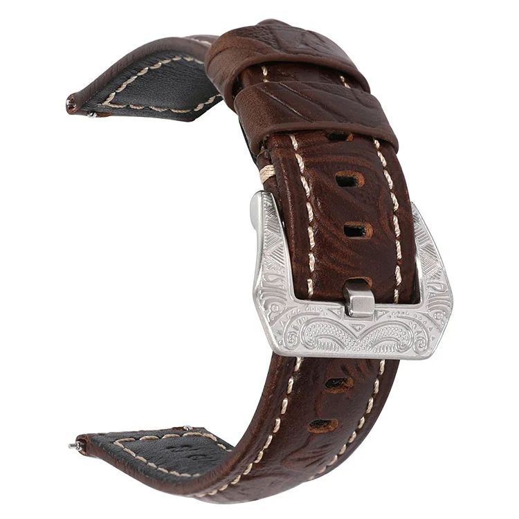 Newest Fashion Pattern Carving Leather Watchband 20 22mm Quick Release Solid Stainless Steel Buckle Belt Strap Bracelet