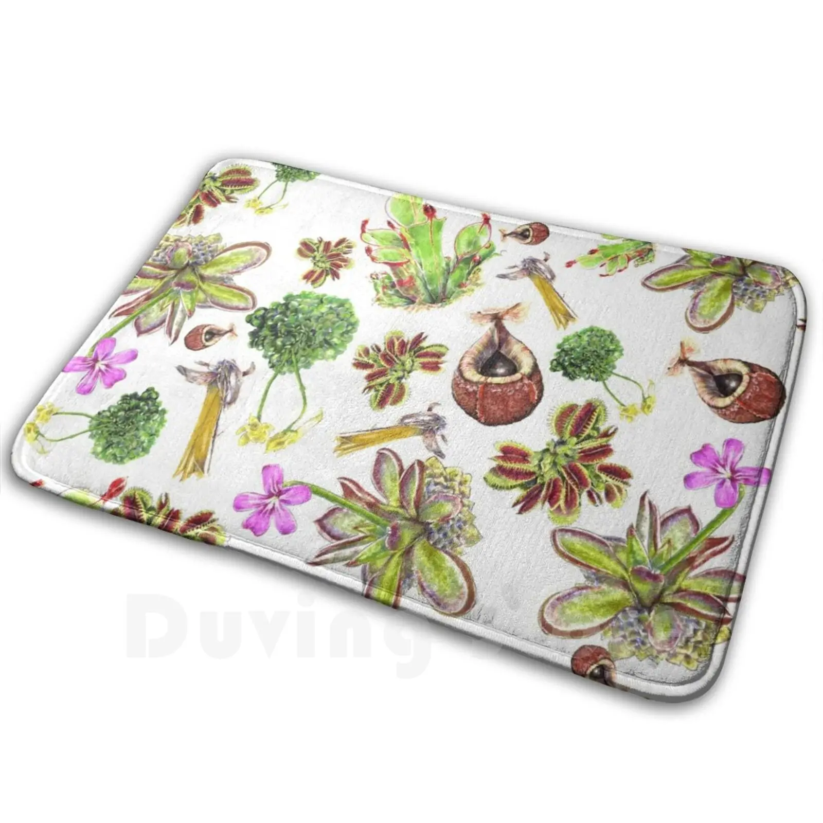 Carnivor Plants Mat Rug Carpet Anti-Slip Floor Mats Bedroom Carnivorous Plant Succulent Bromeliad Flowers Pitcher Pattern