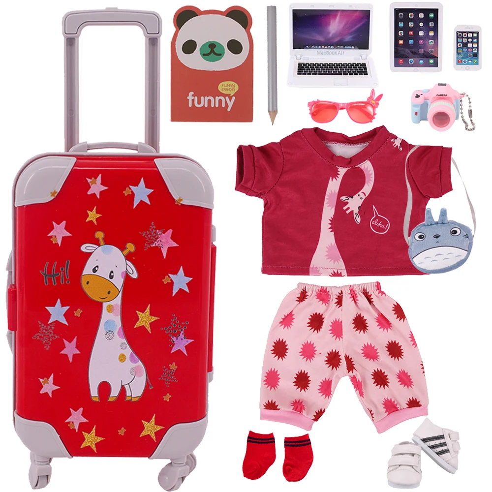 Doll Clothes Shoes Suitcase Accessories Fit 18 Inch American&43Cm Baby New Born Doll Reborn Logan Boy Generation Girl Toy DIY