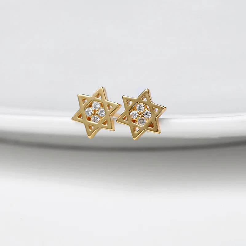 New Hot Fashion 925 Sterling Silver Crystal Six-pointed star Earrings for Women Girls Gift Fashion Statement Jewelry