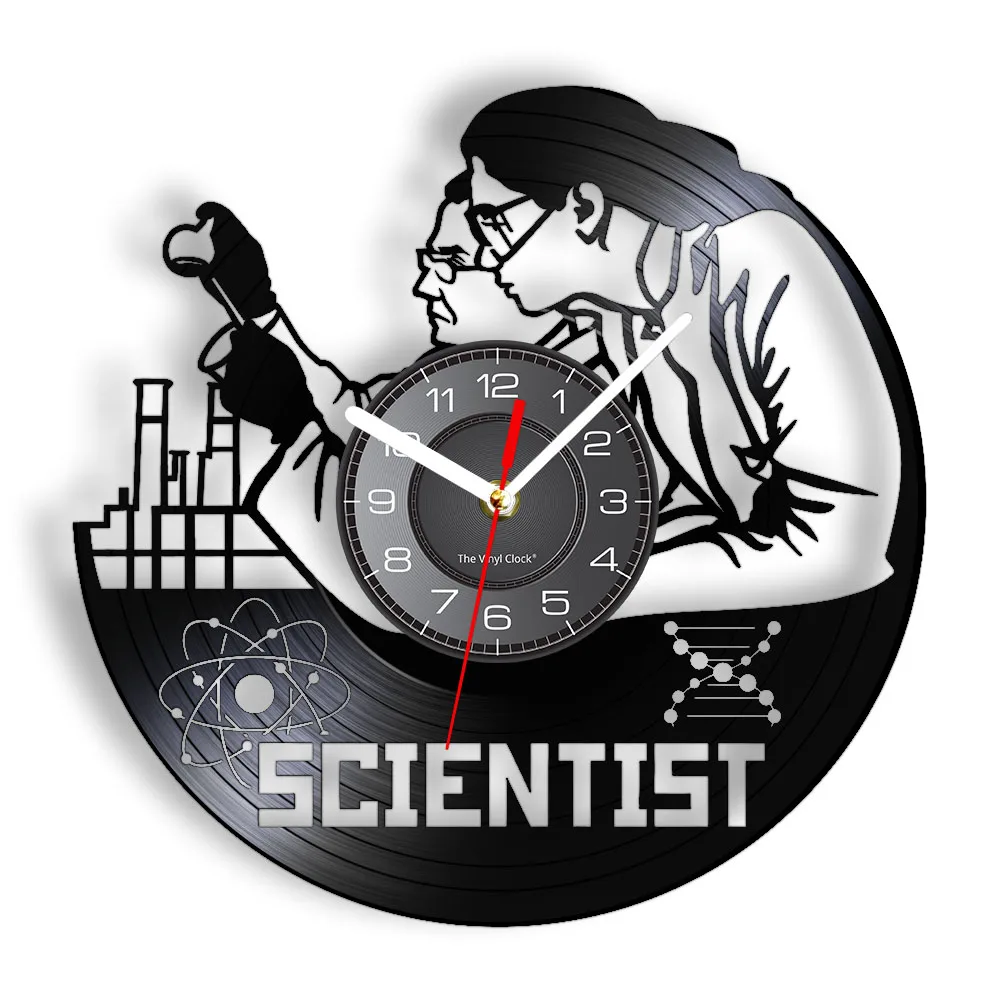 Chemistry Reaction Science Vinyl Record Wall Clock Scientist Home Decor Art Timepieces Silent Quartz Vintage Album Wall Watch