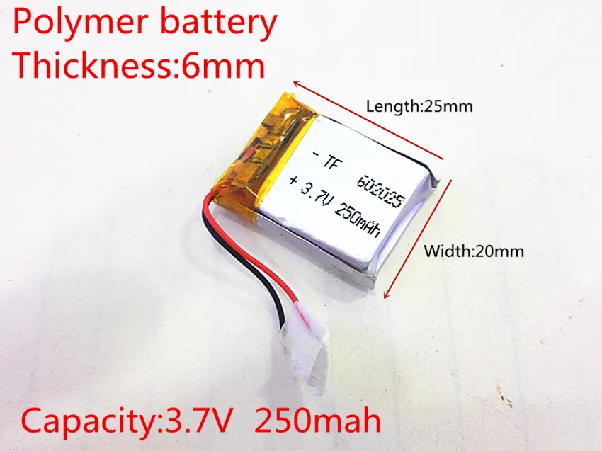 602025 3.7V 250mAh 062025 bateria litowo polimerowa bateria li-po akumulator litowo jonowy akumulator baterie do Mp3 MP4 MP5 GPS PSP telefonu