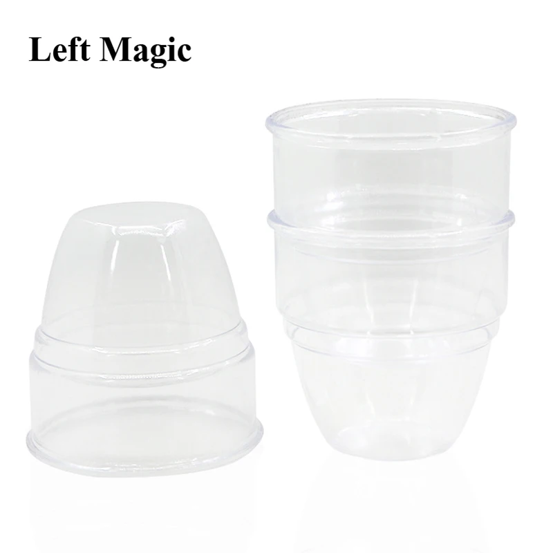 Transparent Three Cups  - Plastic  Magic Tricks Size: 6.9*7cm  No Balls Close Up Magic Props  Illusion Magician Accessary Mental