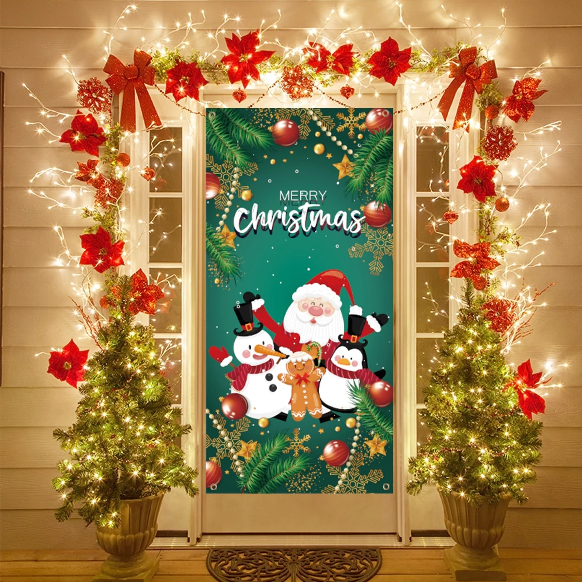 

QIFU Christmas Hanging Door Banner Christmas Decorations For Home Outdoor 2021 Xmas Ornaments Natal Happy New Year 2022 Navidad