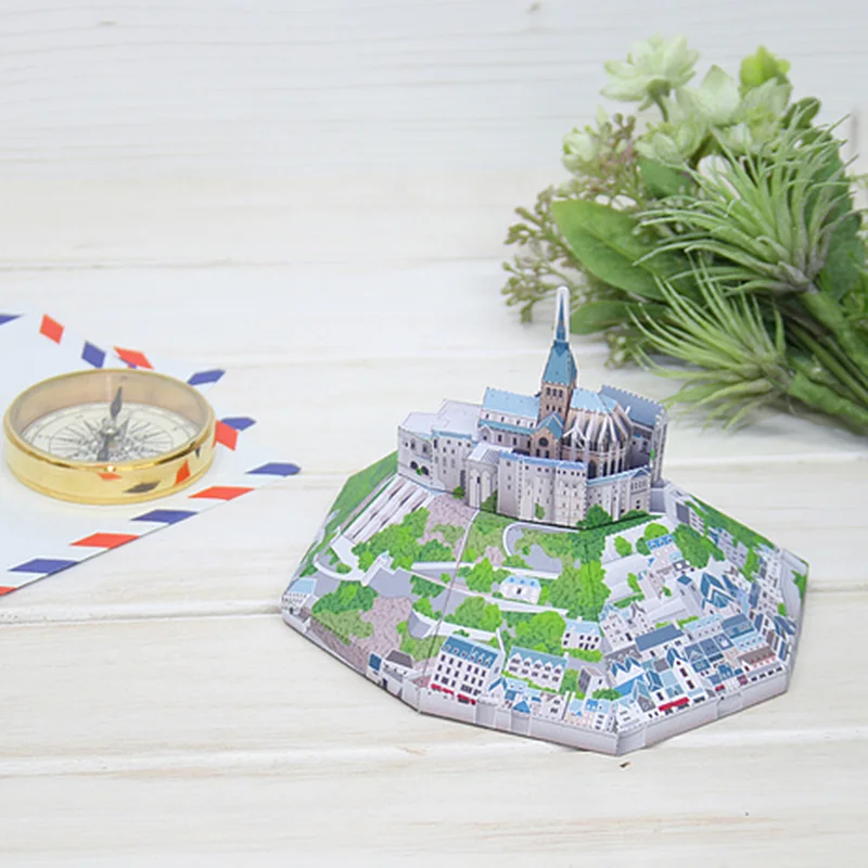 Francia t-saint-michmini 3D carta modello casa Papercraft fai da te arte Origami costruzione bambini adulti fatti a mano giocattoli artigianali QD-205