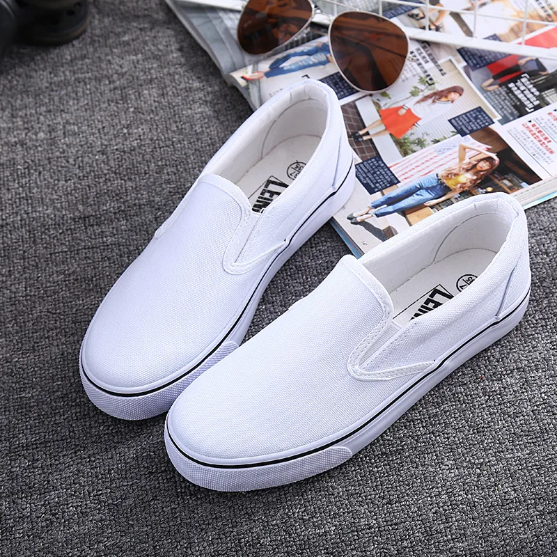 Excargo Canvas Shoes Women White Sneakers Slip On Lazy Shoes 2021 Spring Student Flat Canvas Vulcanize Sneakers for Men