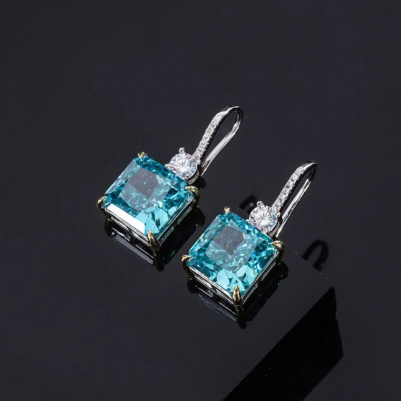 2021 Trend 100% 925 Sterling Silver 10*10mm Mint Green Tourmaline Hook Earrings for Women Gemstone Wedding Fine Jewelry Gifts