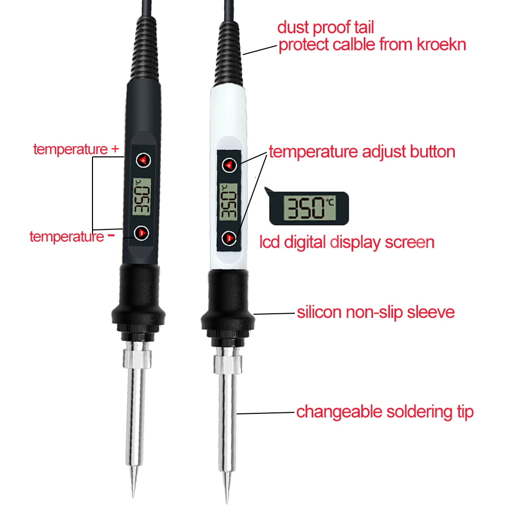 60W/80W Electric Digital Soldering Iron Station 220V 110V Temperature Adjustable Welding Soldering Tips Tools Accessories