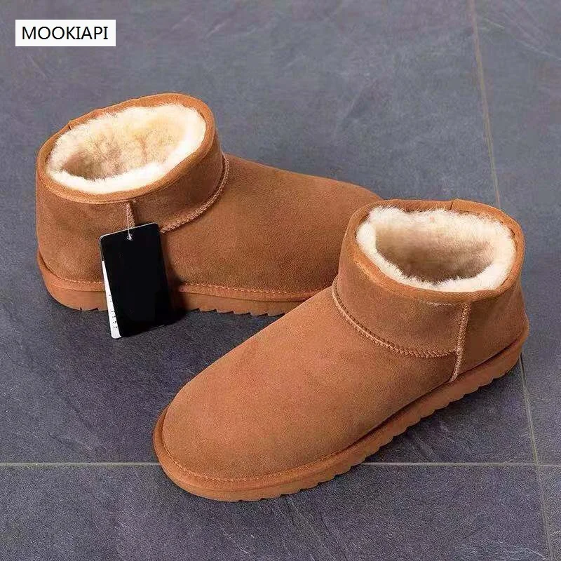 Australia\'s latest high-quality snow boots in 2019, short men\'s shoes, real sheepskin, natural wool, 4 colors, free delivery