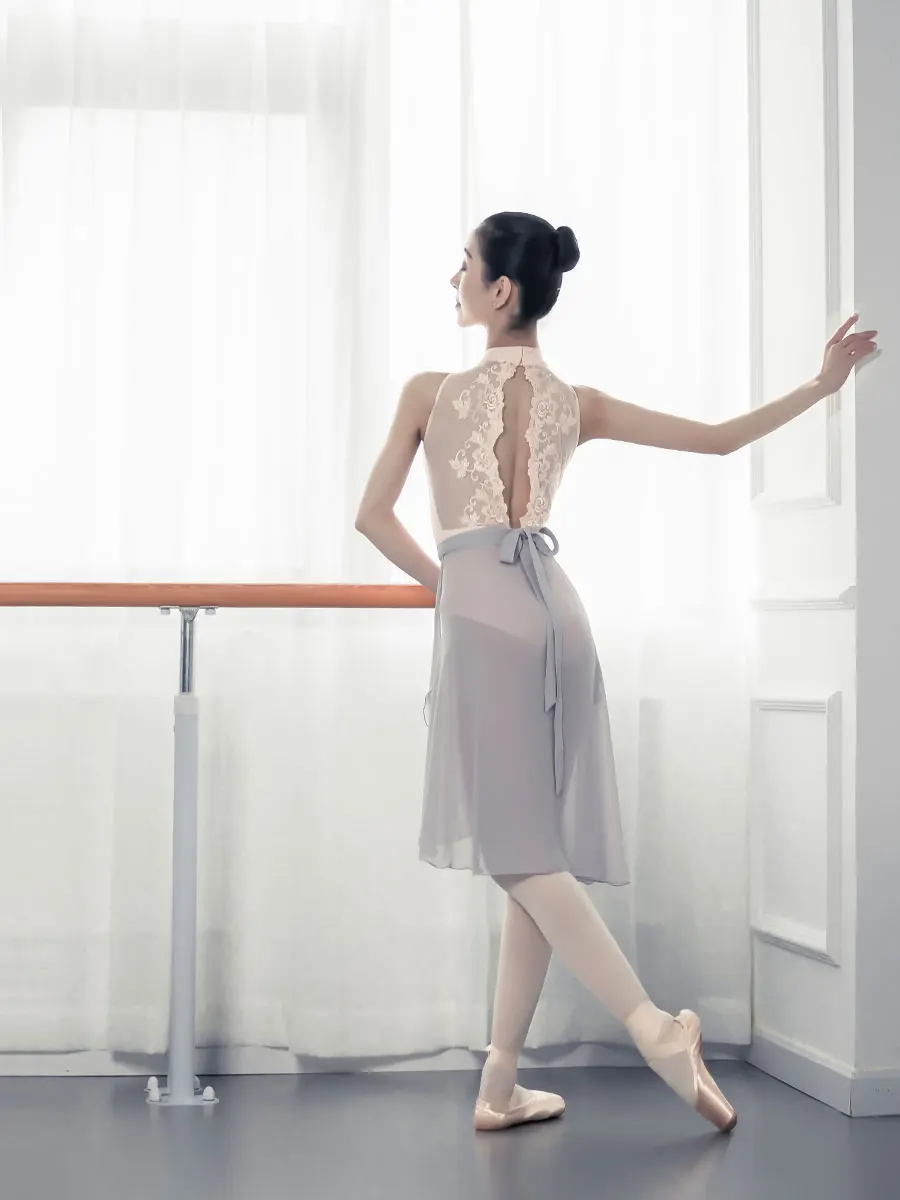 Lace-Up Mid-Lengte Rok Volwassen Vrouwen Ballerina Rok Leraar Een Dans Training Gaas Rokken