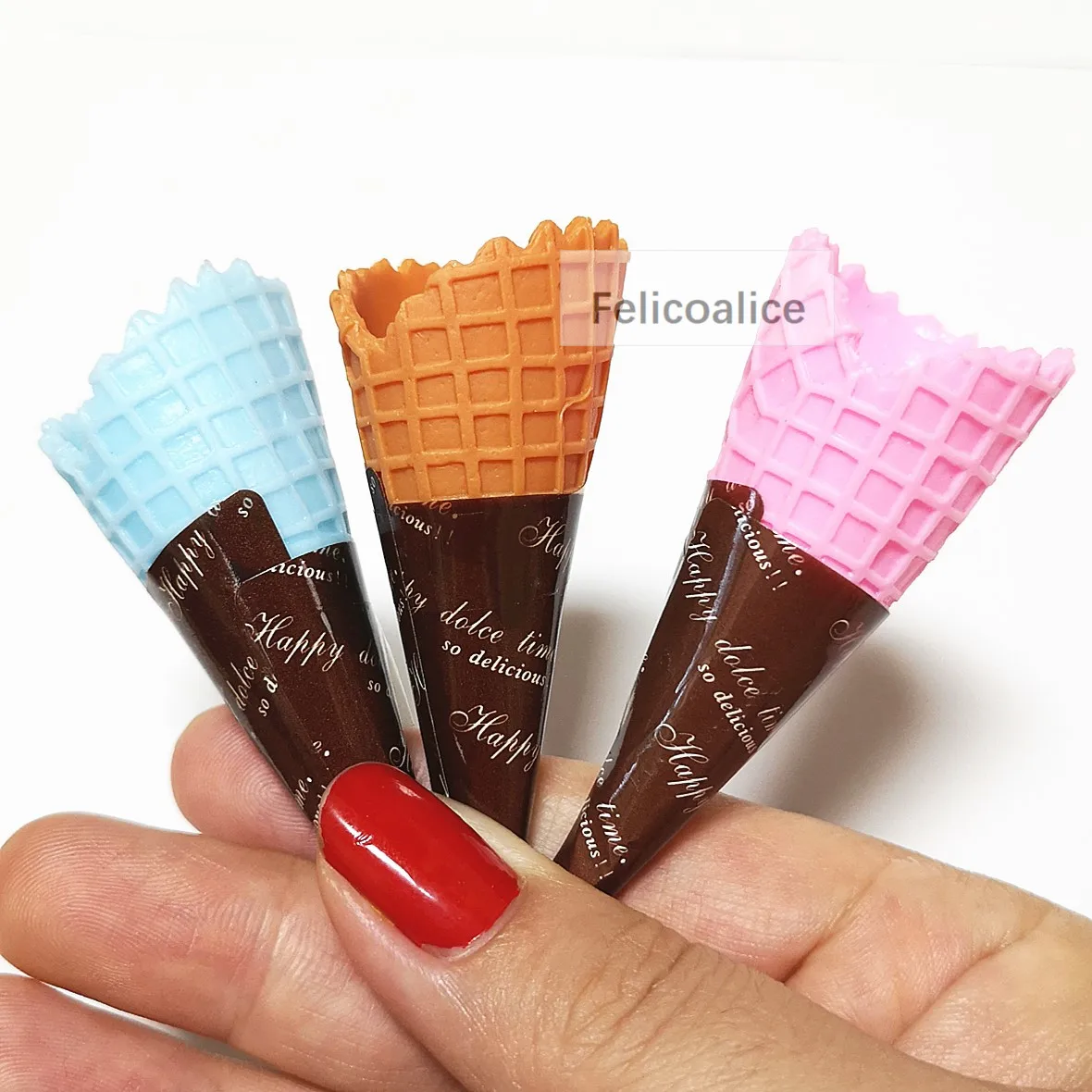 3Pcs Simulated Foods Ice Cream Cone Diy Slime Charms Supplies Accessories For Pretend Play Kitchen Toys