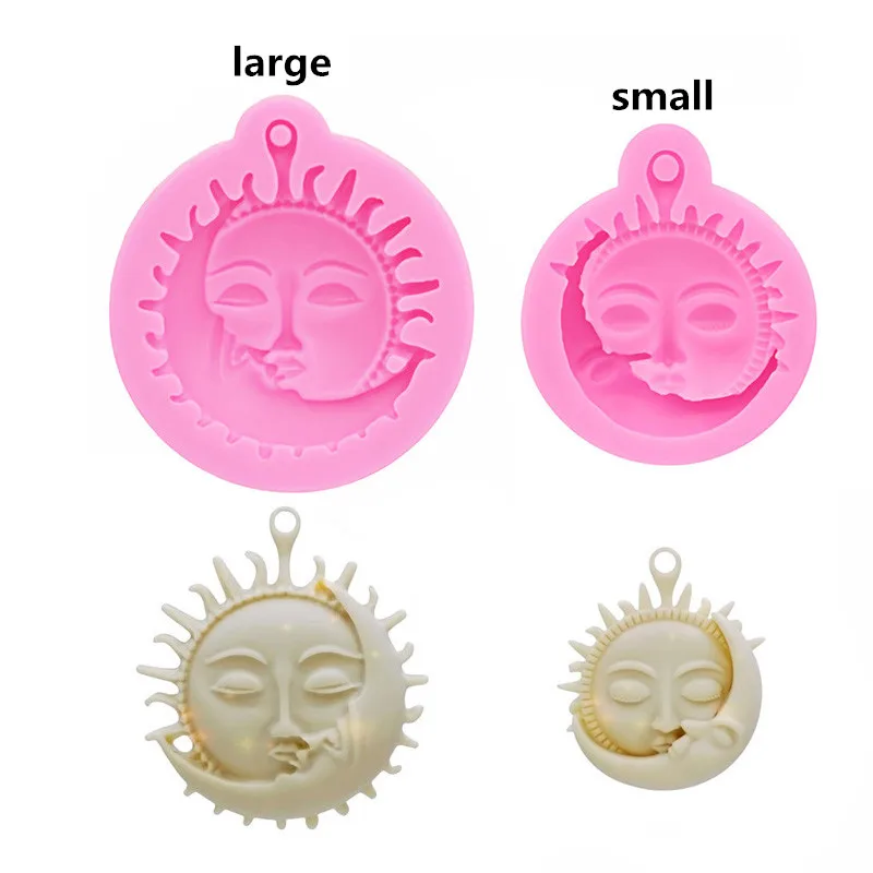 1-2 pcs Sun Moon Lovers Valentines Silicone Mold Handmade Polymer Clay Resin earrings mold Fondant Decoration Baking Mold