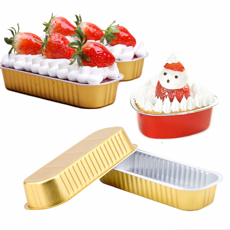 

Cake Box With Plastic Lid Baked Tray Disposable Box Tinfoil Baking Box Rectangle Sealed Food Container Food Grade Mousse Box