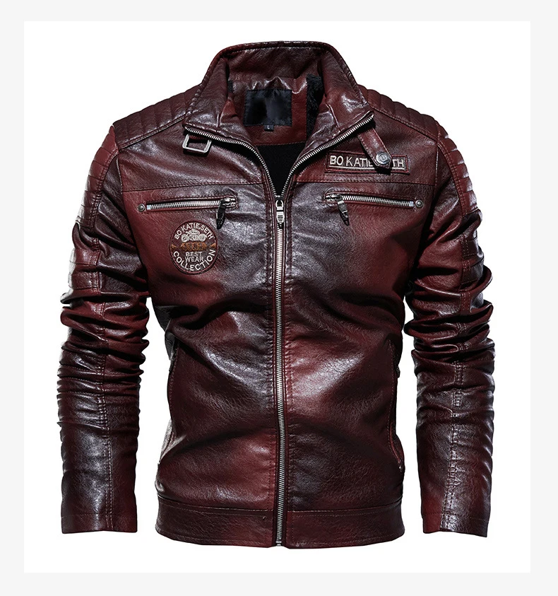 Cool Leather Jacket Fashion Men's Natural Motorcycle Hip Hop Biker Coat 2022 Male Spring Autumn Warm PU Leather Jacket 3XL