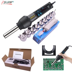 650W EU US PG8018LCD ปรับความร้อนอิเล็กทรอนิกส์ Hot Air Gun Desoldering Soldering Station IC SMD BGA + หัวฉีด650W เครื่องเป่าลมร้อน