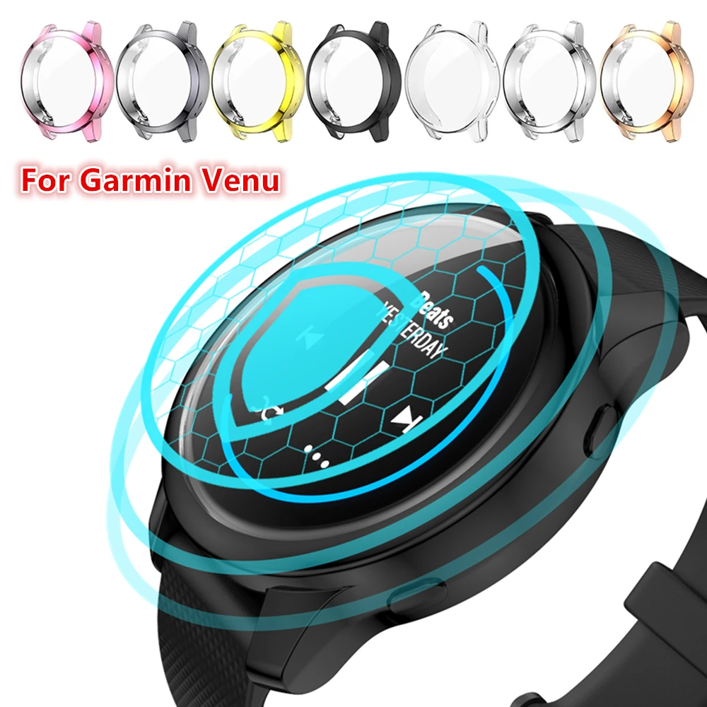 Tpu Bescherming Case Voor Garmin Venu Horloge Cover Anti-Fall Volledige Screen Protector Soft Plating Shell Voor Garmin Venu case Frame