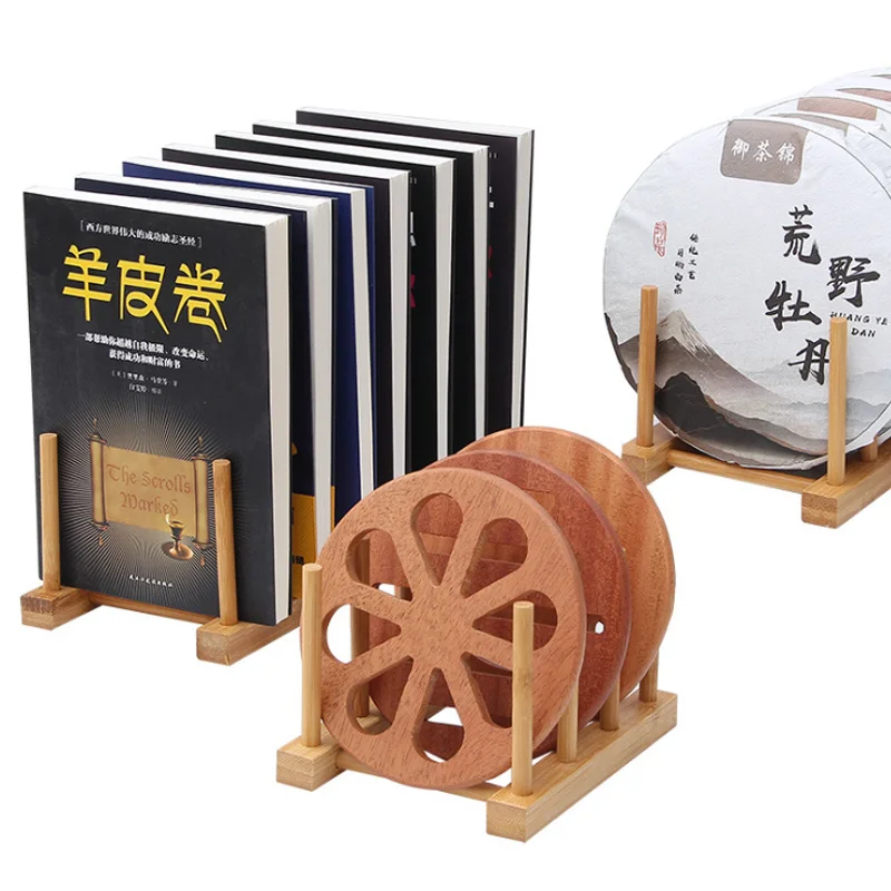 Hot Sale Multi-function bracket Pots And Pans Drain Rack Fashion Bamboo And Wood Display Show Book plate Tray And Cup Wholesale